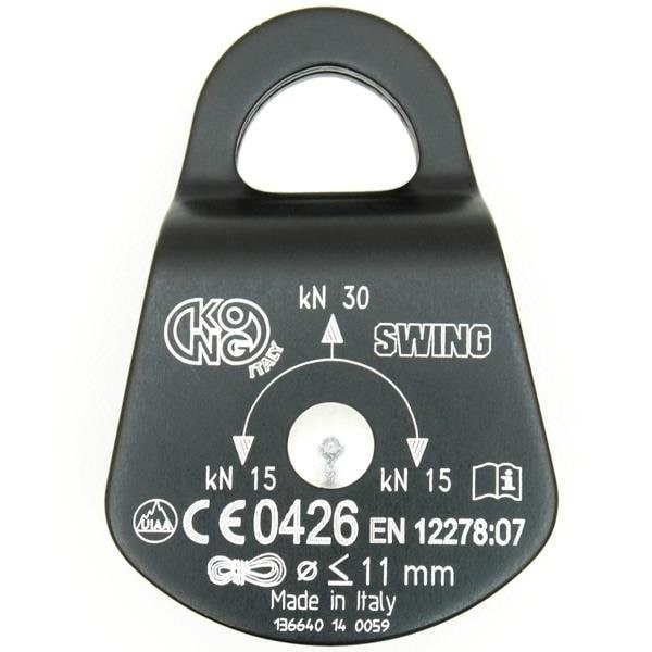 Swing Pulley, Aluminum, Nylon Wheel, Blk